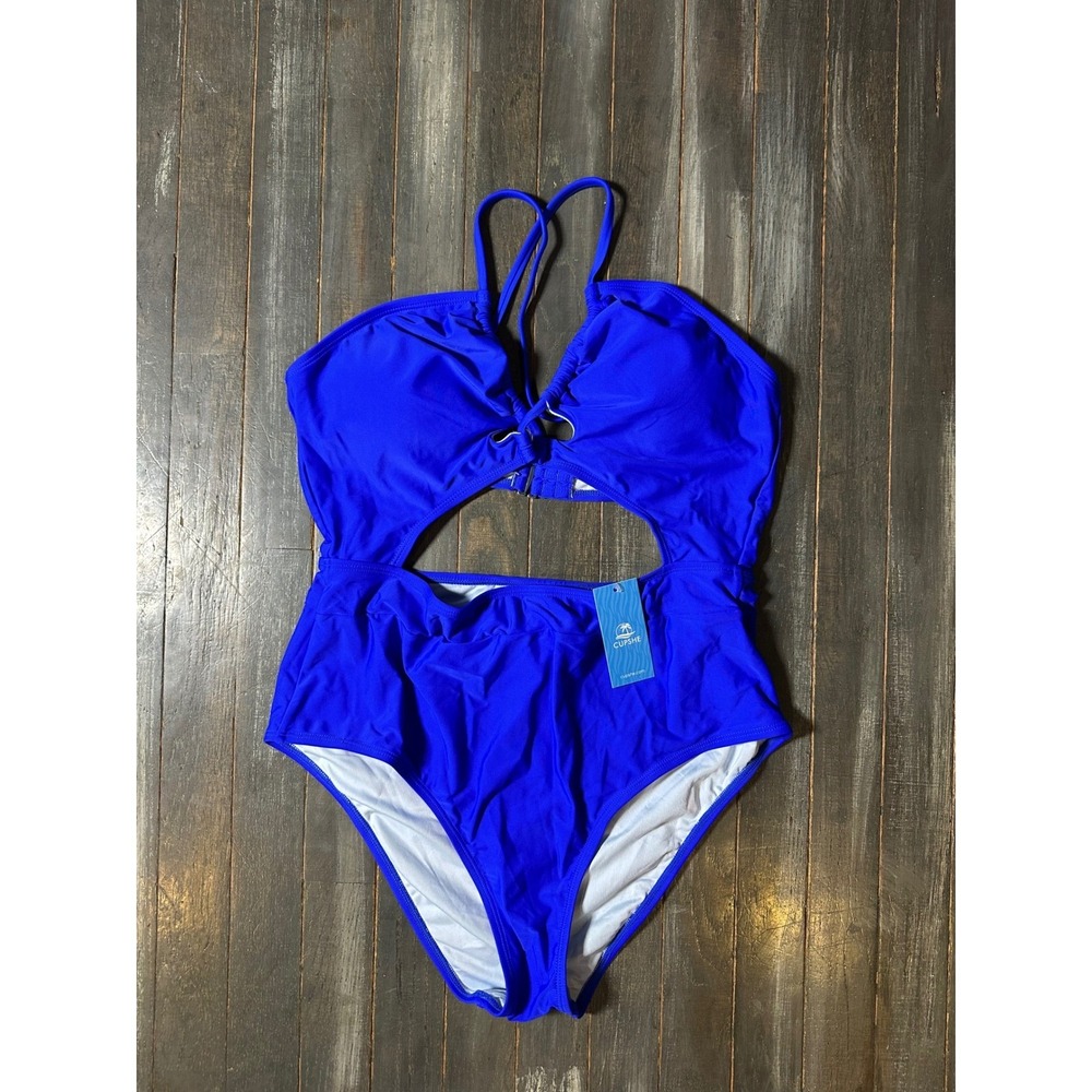 Cupshe Royal Blue Cutout Halter One Piece Swimsuit Monokini‎